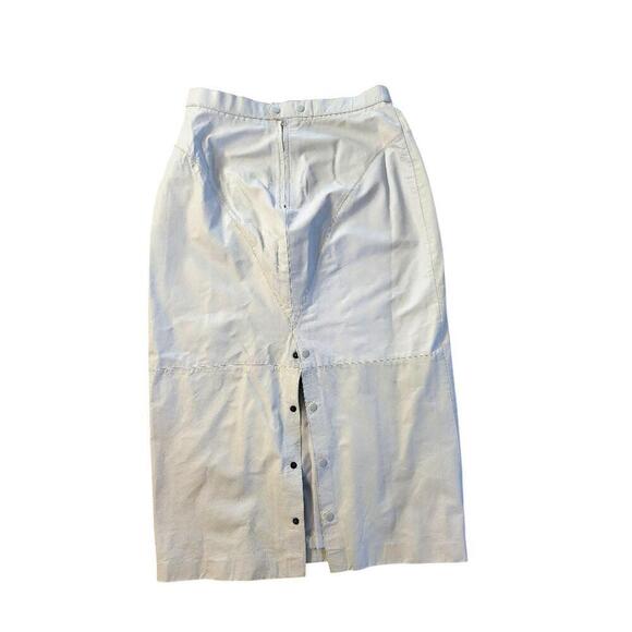 Tarazzia Vintage Leather Aline Skirt Snap Back Black Midi Size 9/10 - Picture 1 of 9